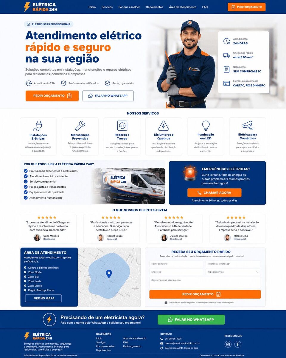 Pré-visualização do site Elétrica Rápida 24h