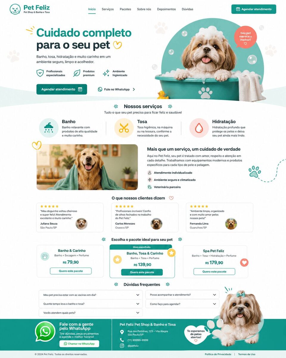 Pré-visualização do site Pet Feliz