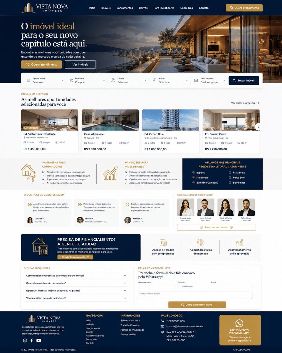 Pré-visualização do site Vista Nova Imóveis